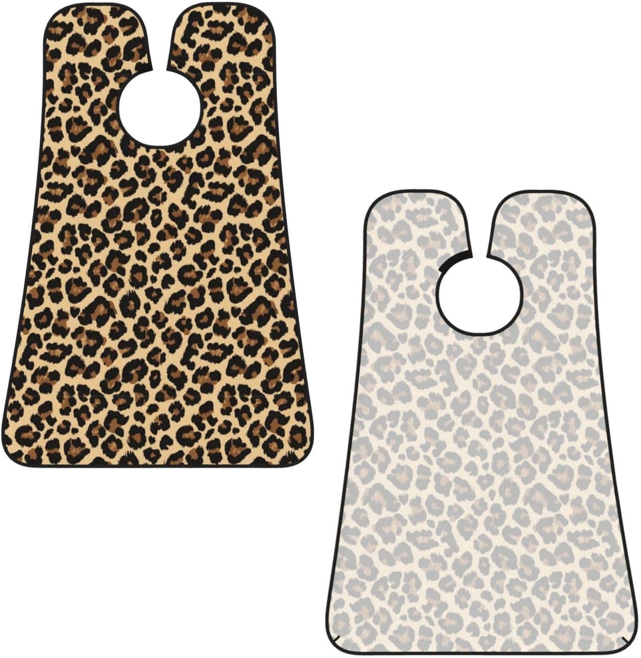 Stretchable Beard Cape, Non-Stick Hair Catcher for Trimming, Waterproof Grooming Apron, Leopard Cheetah Print