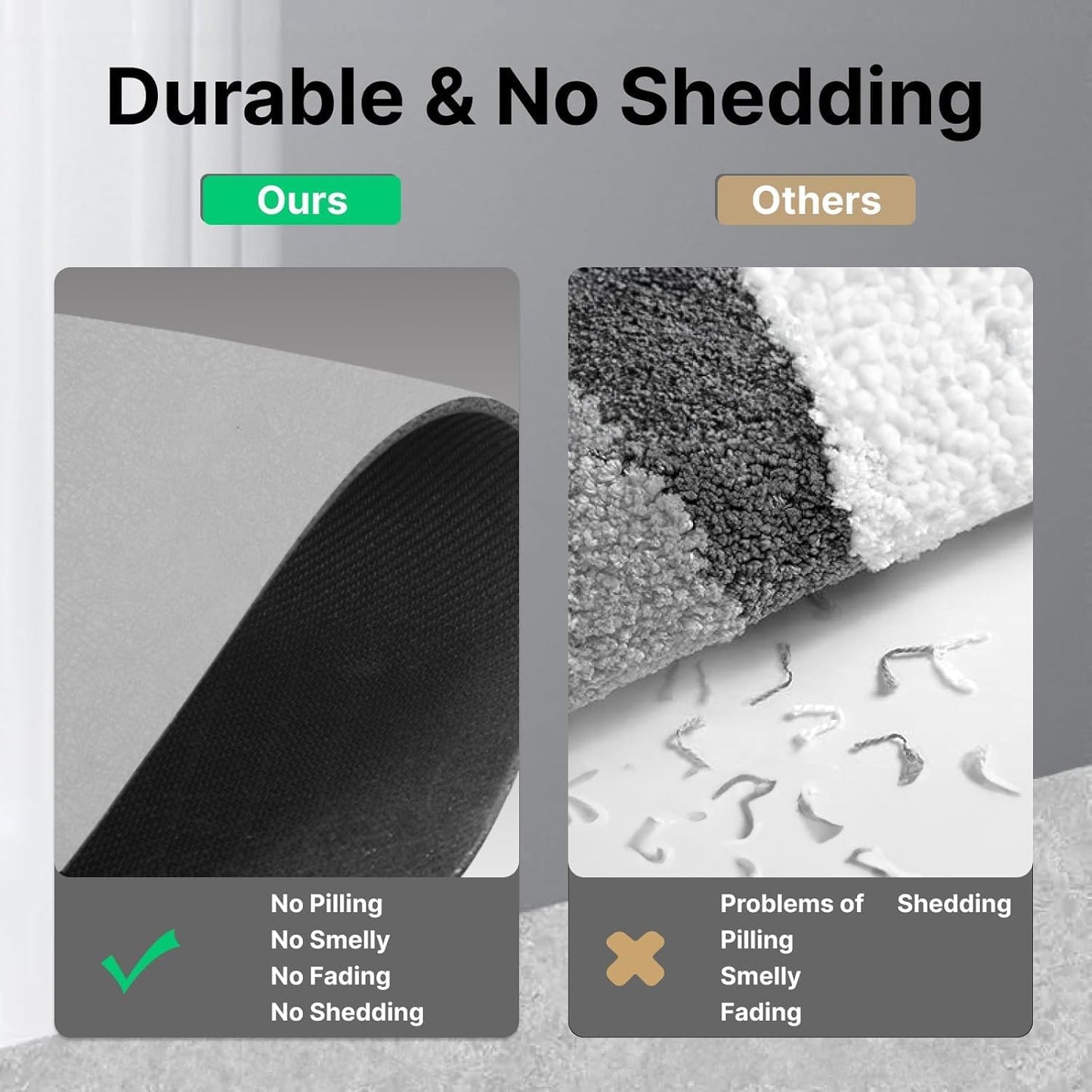 Diatomaceous Earth Bath mat Bathroom Rugs Super Absorbent Quick Dry Non Slip Bath Mat Thin Bathroom Floor Mats Fit Under Door-Shower Rug for in Front of Bathtub Shower, Grey, 23.6"x47.2"