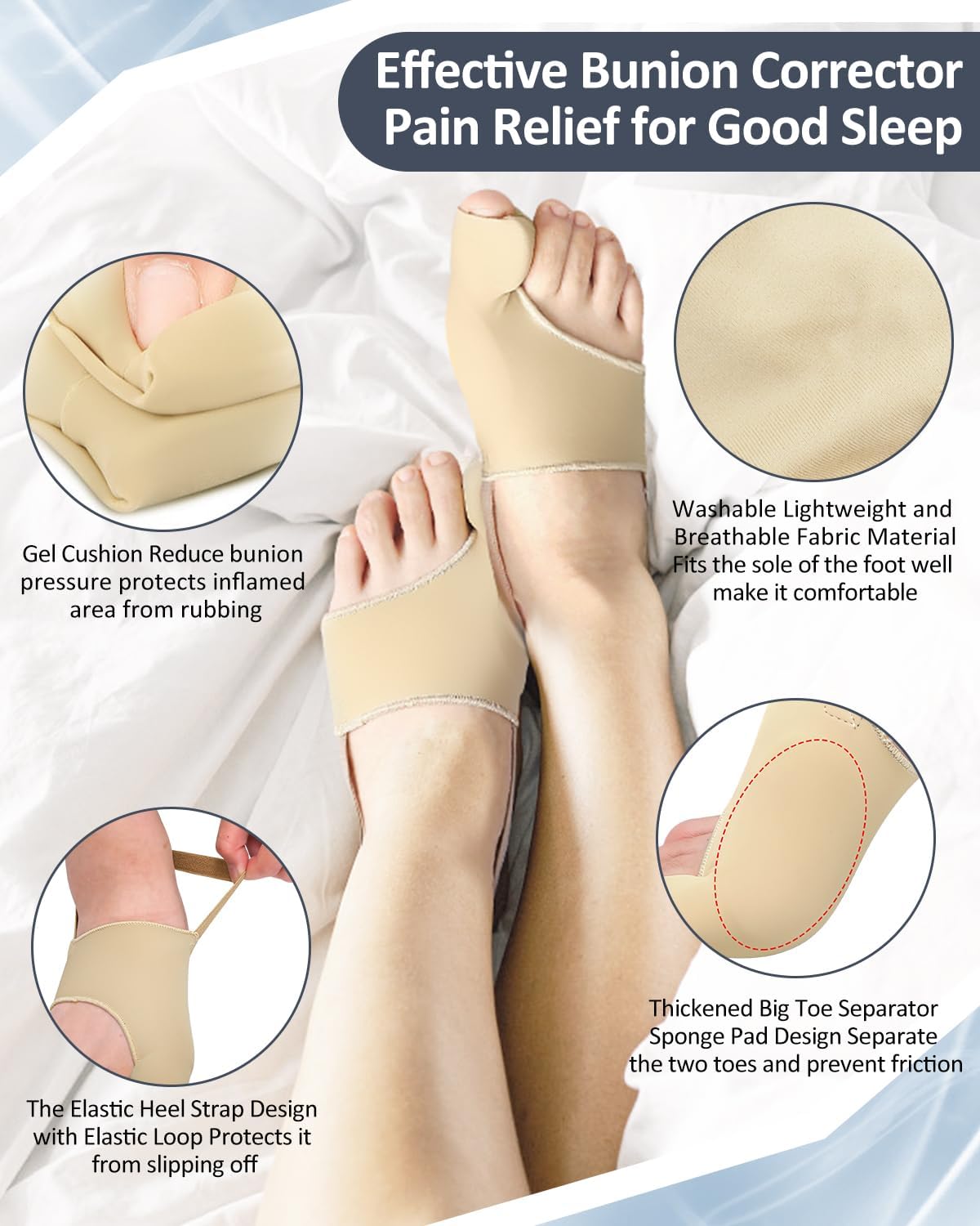 2Pcs Bunion Corrector for Women Men, Toe Straightener, Breathable Toe Spacers Separator Socks with Gel Cushion Pads for Hallux Valgus Correction (S)