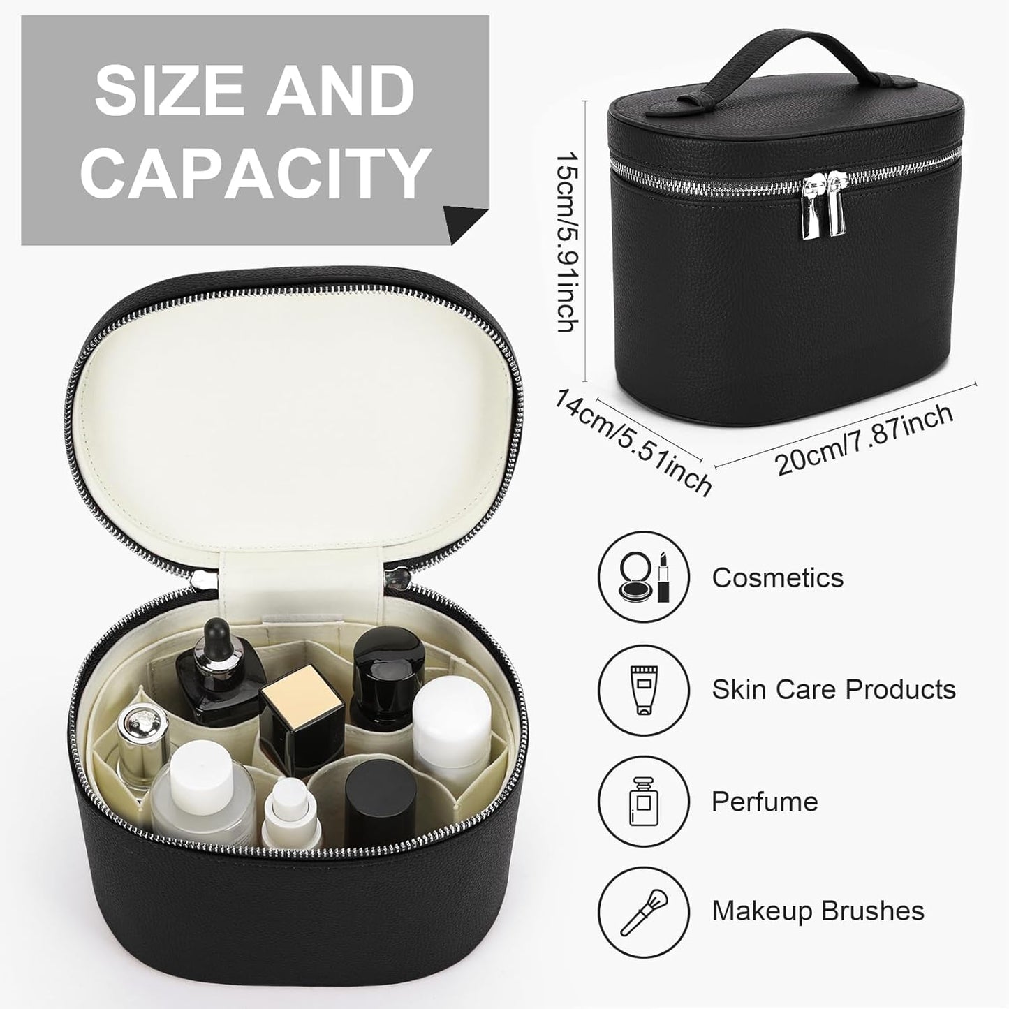 YFGBCX Makeup Bag Vanity Case with Removable Divider Travel Toiletry Bag Portable Cosmetic Bag Makeup Organizer Case