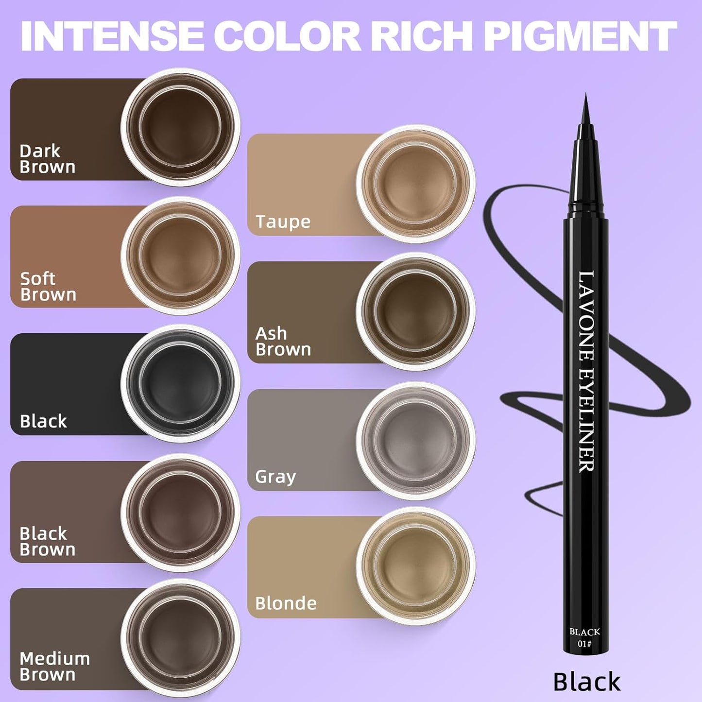 LAVONE Eyeliner Set - Waterproof Makeup Kit with Liquid eyeliner Pencil, Gel Eyeliner & Angled Eye liner Brush, Waterproof, Smudge Resistant, Long Lasting Formula - Gray