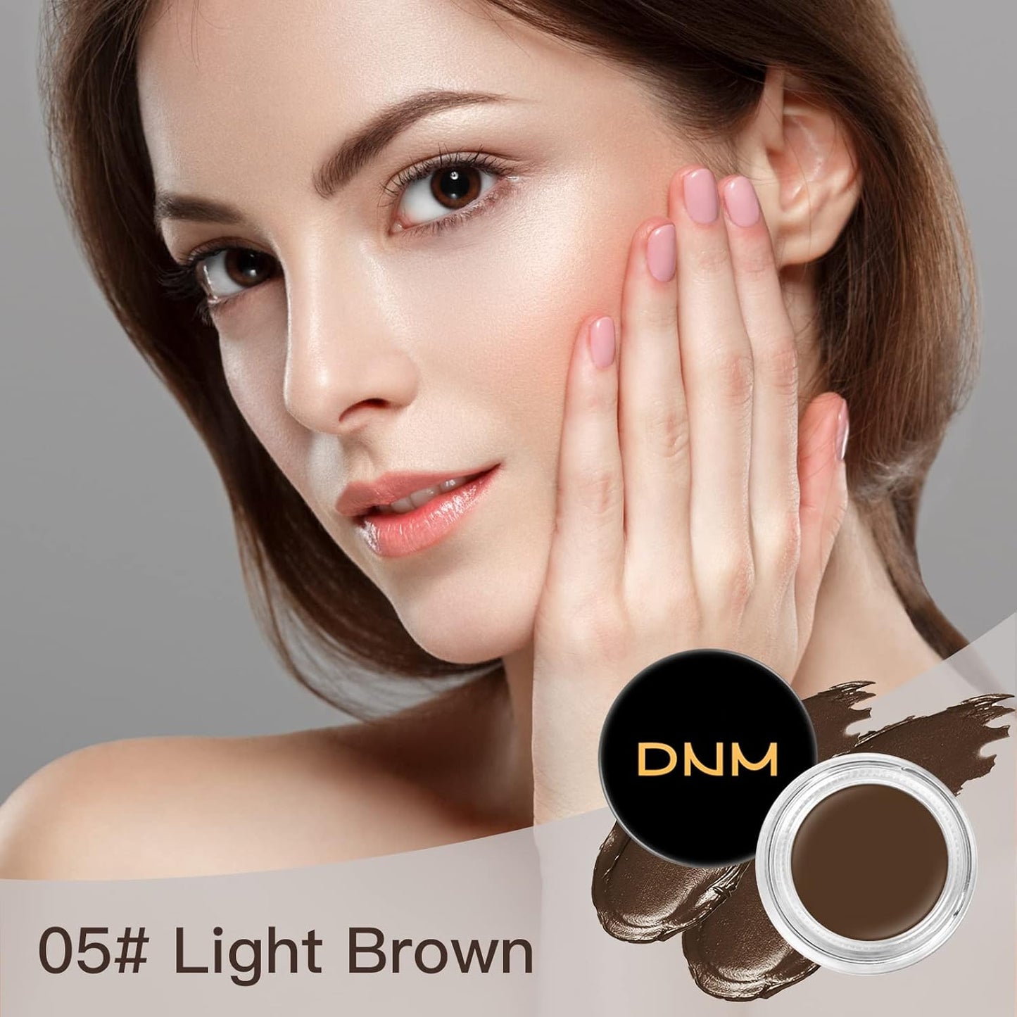 Eyebrow Pomade Kit with Dual-ended Eyebrow Brush, Water and Stain Resistant High Pigment Pomade, Corrects Brow Imperfections for Natural Long-lasting Brow Makeup (05# Soft Brown)