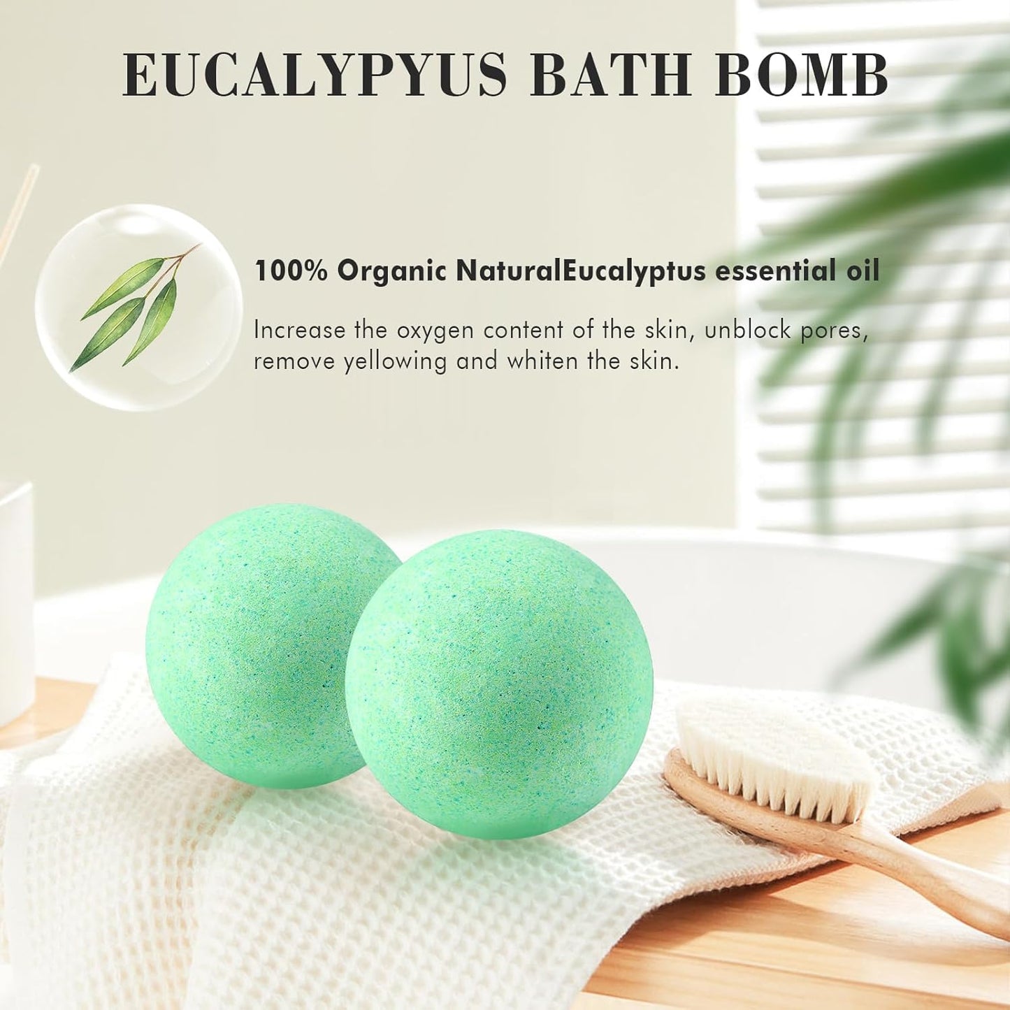 Bath Bombs Salt Balls,Eucalyptus Extract Essential Oils,Moisturizing Dry Skin,Fizzy Spa,Relaxation,Bubble Bath Bomb Gifts Idea for Men Women,2 x 100g