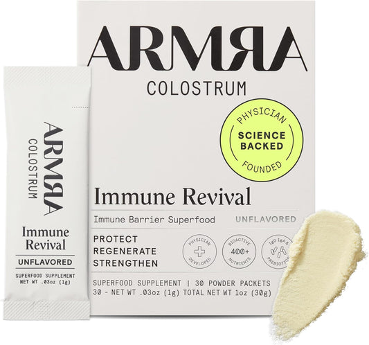 ARMRA Colostrum™ Powder | Unflavored | Gut Health & Bloating | Skin & Hair | Immunity | Keto, Gluten & Fat-Free | 30 Servings