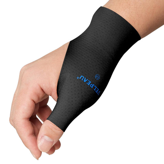 VELPEAU Thumb and Wrist Compression Sleeve for Tendonitis (Pack of 2), Seamless Technology, Gloves Wraps for Arthritis Pain Relief for Women & Men, Splint Liner, Fits Both Hands (Black, Long Version, L)