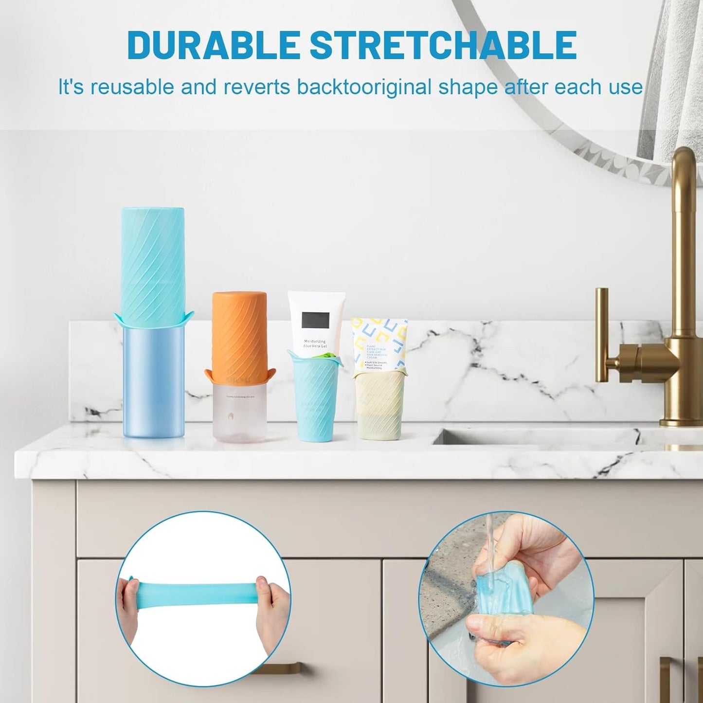 Bottle Covers for Travel, Leak Proofing, Travel Size Container Silicone toiletry sleeves, Leak Locks Travel Accessories for Shampoo Wash Body Bottles and other beauty and personal care(8pcs)