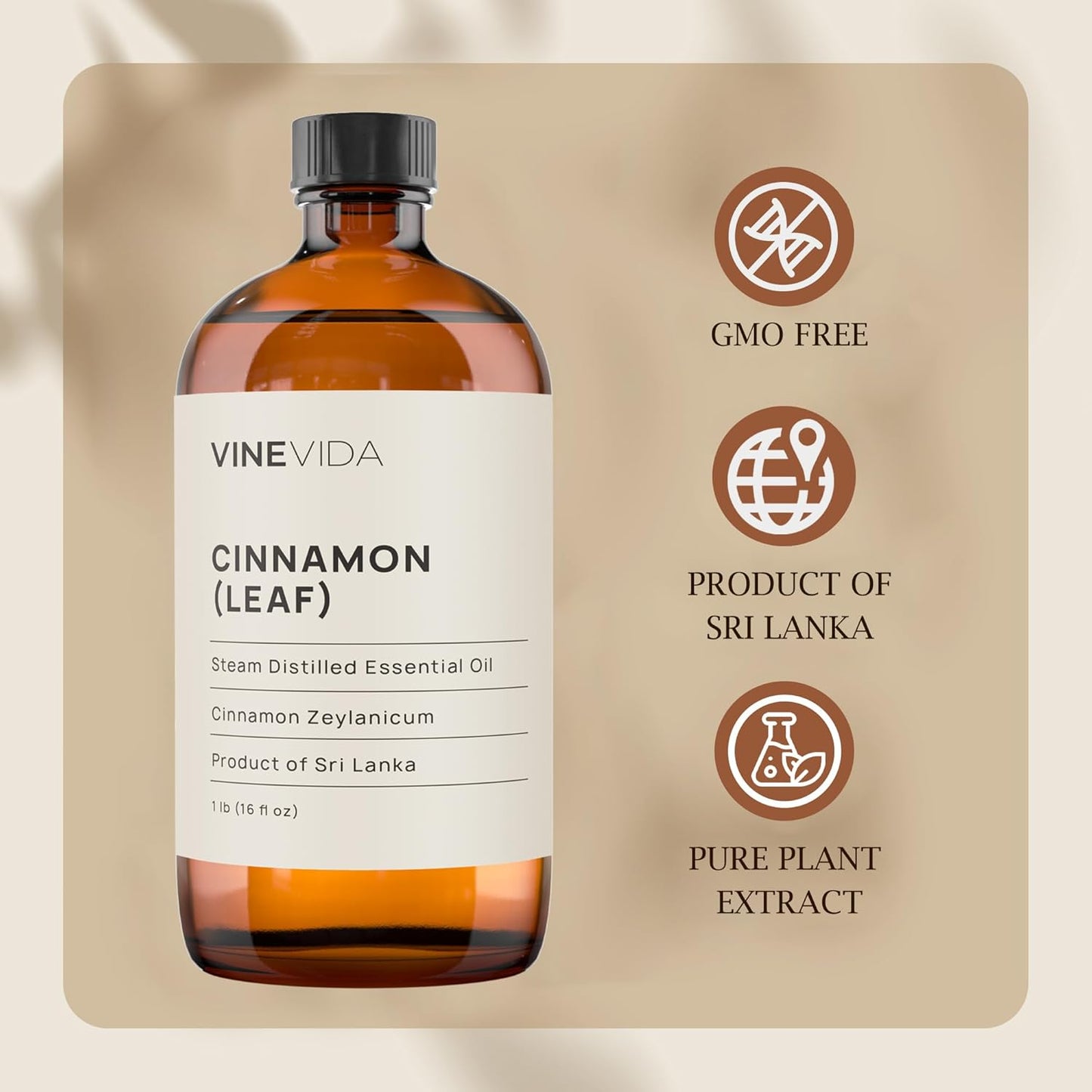 VINEVIDA Cinnamon Leaf Essential Oil 16 oz Undiluted - Pure, Natural, Vegan, and Sustainable