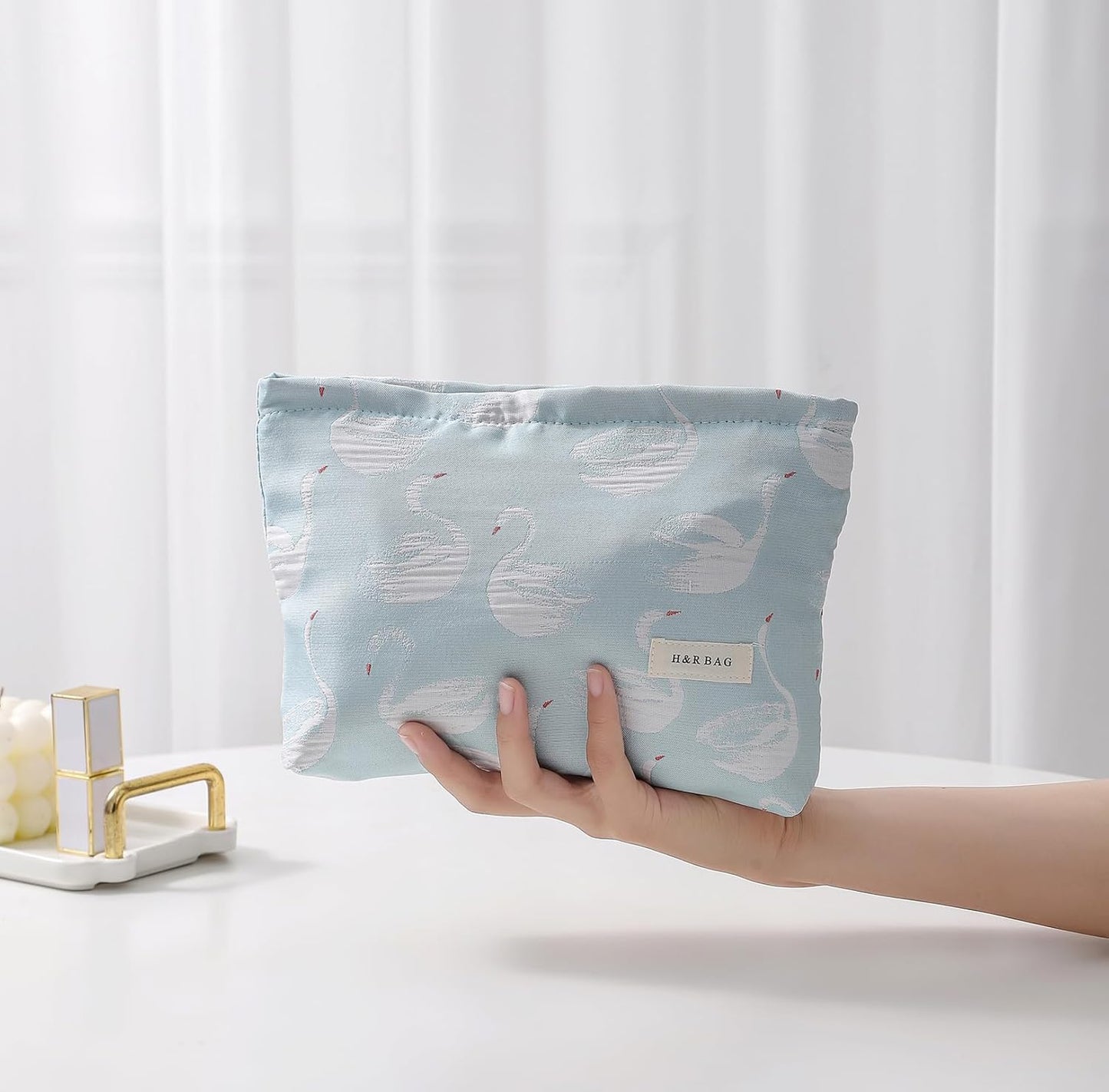 2 Pcs Makeup Bags, Large Cosmetic Bag Travel Toiletry Bag Organizer for Women, Embroidery Craft, Floral Makeup Bag Small Cosmetic Pouch Purse with Zipper Gifts for Girls Teen