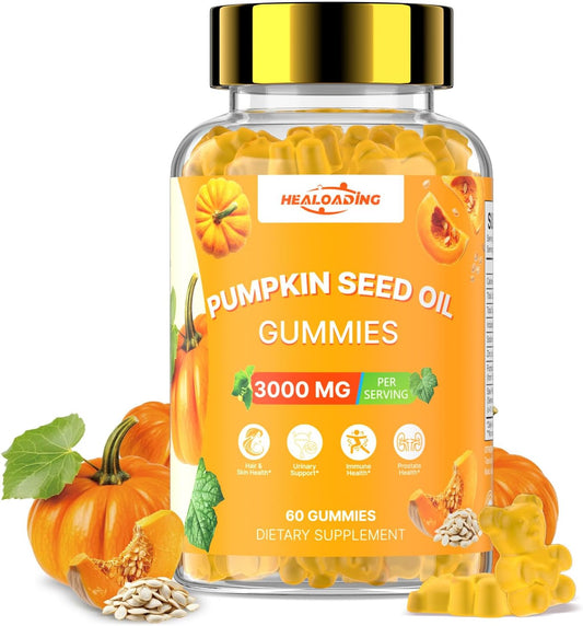 Pumpkin Seed Oil with Saw Palmetto: Pumpkin Seed Oil Gummies Extract Sugar-Free 3000mg Per Serving for Hair Growth Urinary Bladder & Prostate Health Non-GMO