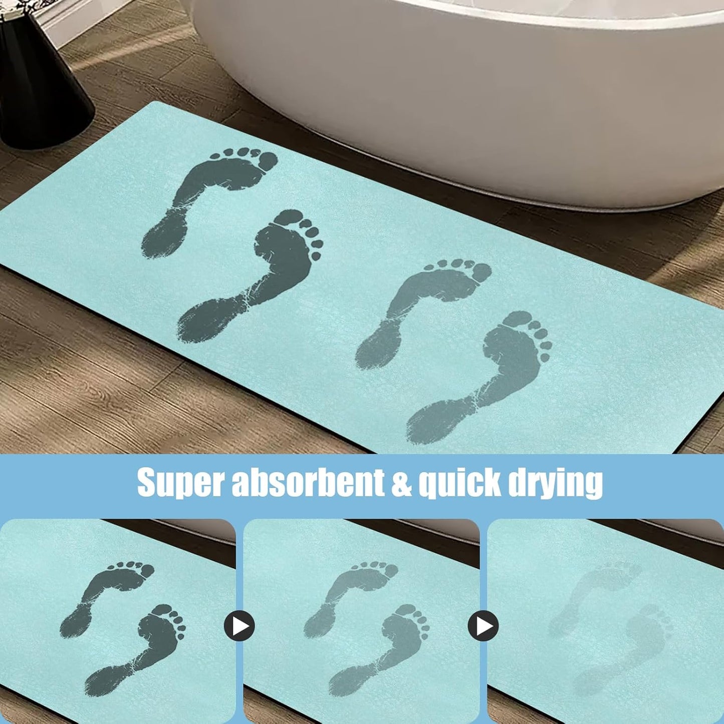 Diatomaceous Earth Bath mat Bathroom Rugs Super Absorbent Quick Dry Non Slip Bath Mat Thin Bathroom Floor Mats Fit Under Door-Shower Rug for in Front of Bathtub Shower, Green, 23.6"x47.2"