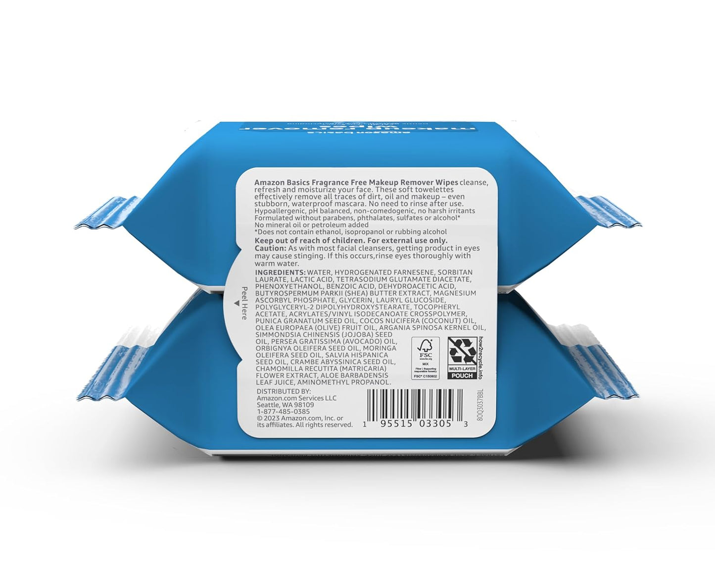 Amazon Basics Makeup Remover Wipes, Fragrance- and Alcohol-Free, Gentle Cleansing, Removes Waterproof Mascara, Dermatologist Tested, 25 Count, Pack of 2 (Previously Solimo)