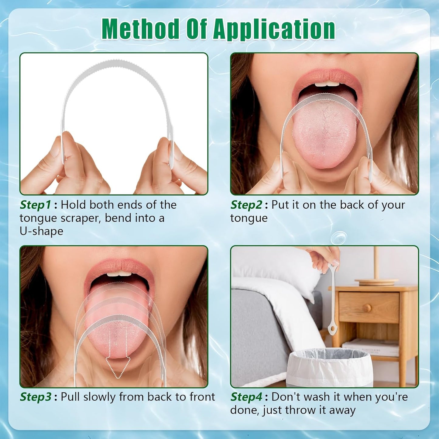 100 Count Disposable Tongue Scraper, Plastic Tongue Cleaner for Adults and Kids, Tongue Scrubber for Oral Care, Promote Fresh Breath