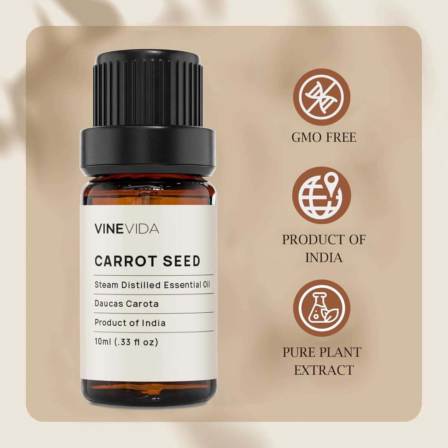 VINEVIDA Carrot Seed Essential Oil 10 mL - Undiluted for Candlemaking and Soap Making - DIY Candle Scents Safe for Skin