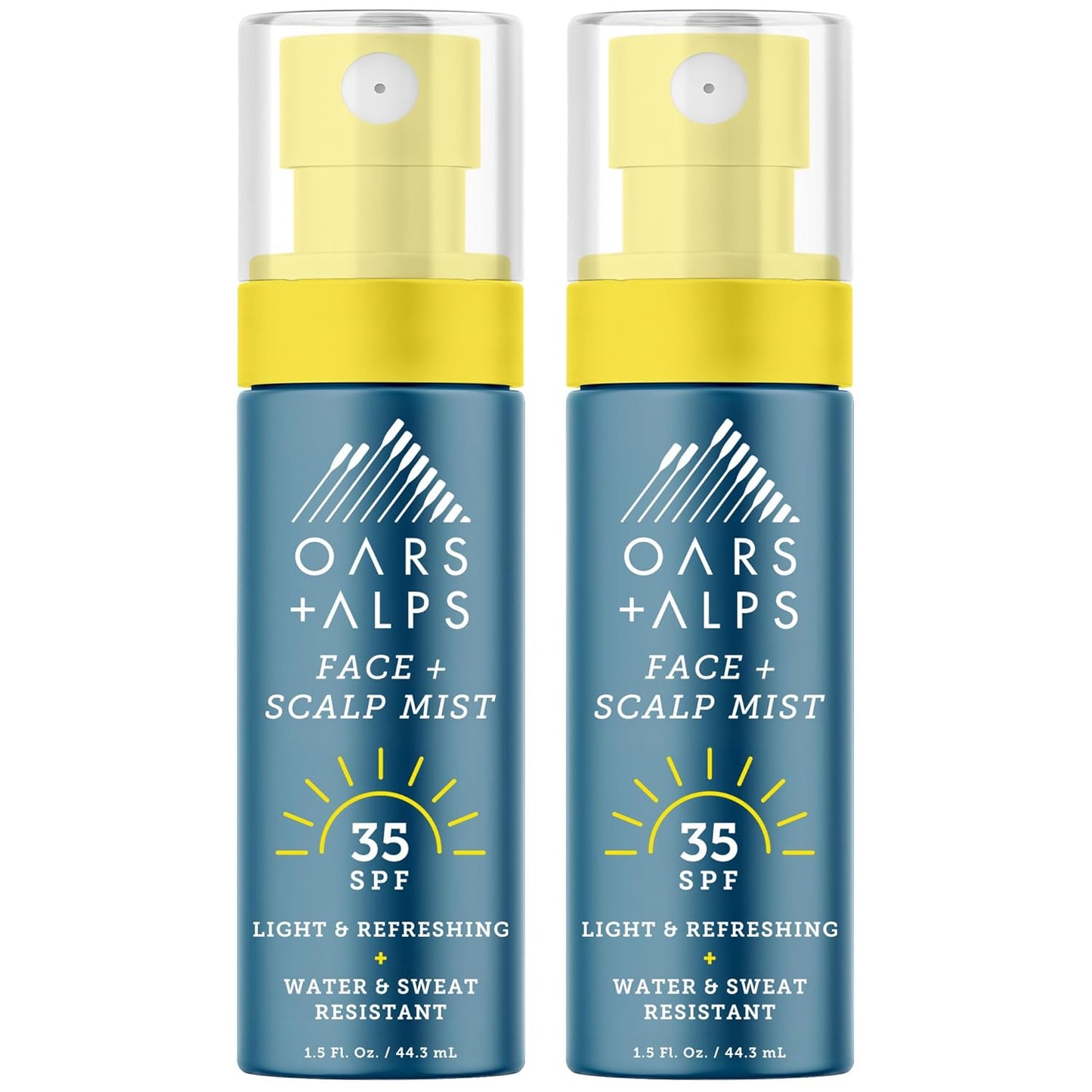 Oars + Alps Face & Scalp Sunscreen Spray Mist, SPF 35 Facial & Hair Sunscreen, Protects from Blue Light, Incfused with Aloe Vera + Cucumber, Water & Sweat Resistant, Summer Splash Scent, 2pk