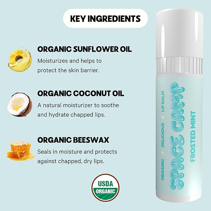 Wellness Jumbo Lip Balm - Frosted Mint Organic Flavored Balm (2 Pack)