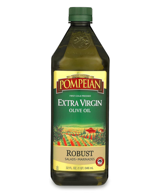 Pompeian Robust Extra Virgin Olive Oil, Contains Polyphenols, First Cold Pressed, 32 Fl Oz