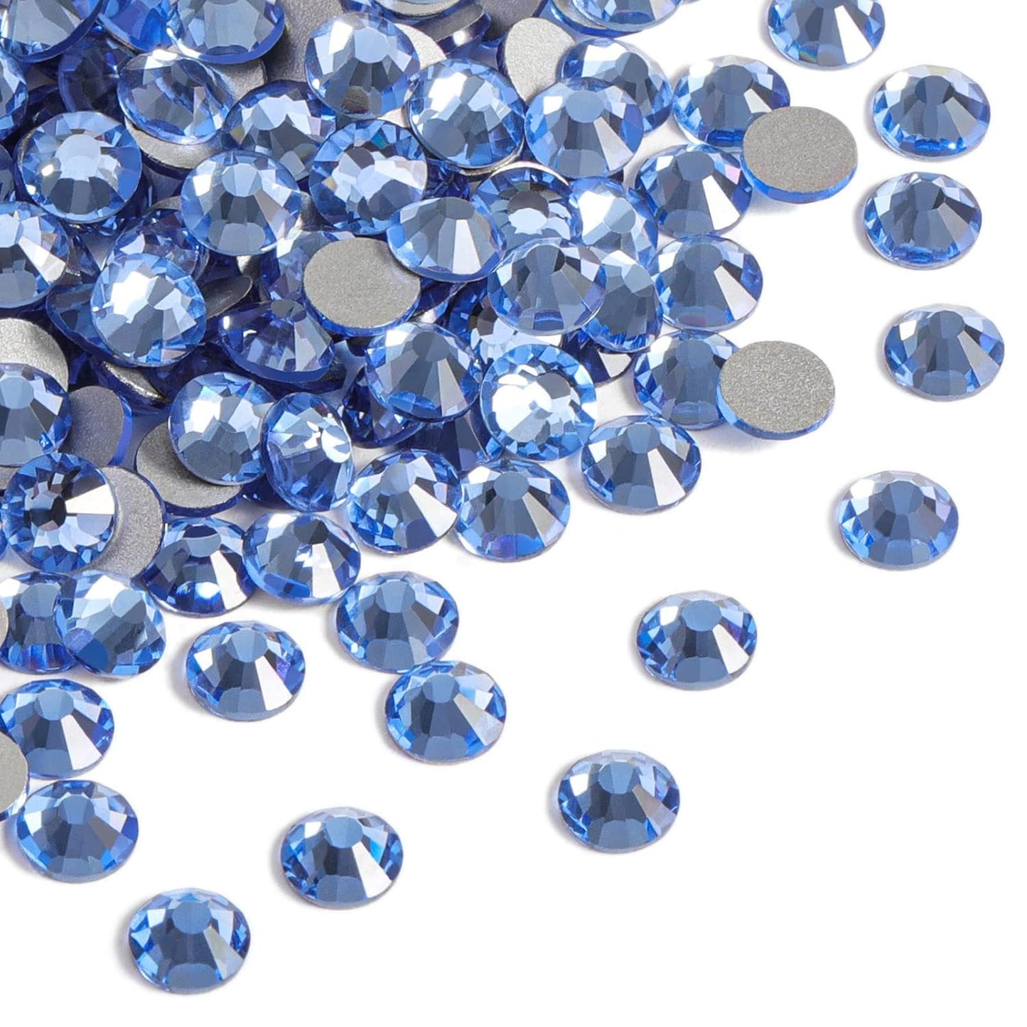 beadsland Flat Back Crystal Rhinestones Round Gems for Nail Art and Craft Glue Fix,Light Blue (6.4-6.6mm) SS30/288pcs
