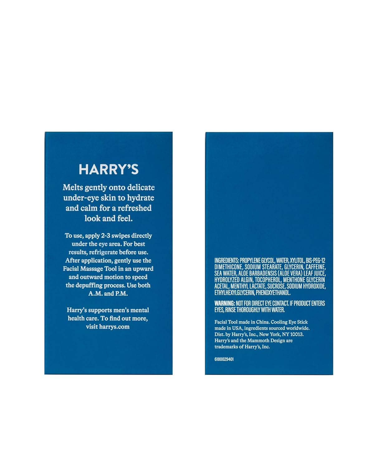 Harry's Cooling Eye Kit for Men - Gua Sha Depuffing Facial Massage Tool and Cooling Eye Stick