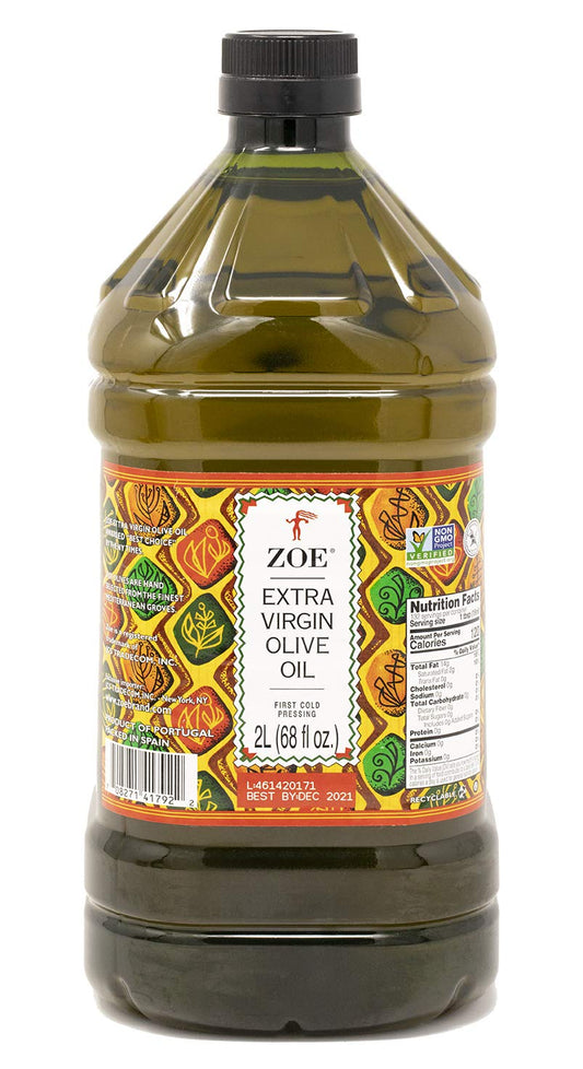 ZOE Extra Virgin Olive Oil 2L (68 fl oz) | Freshly Harvested, First Cold-Pressed | High Polyphenol, Hand-Selected Olives from Spain | Fruity Flavor, Rich Aroma | Ergonomic Bottle