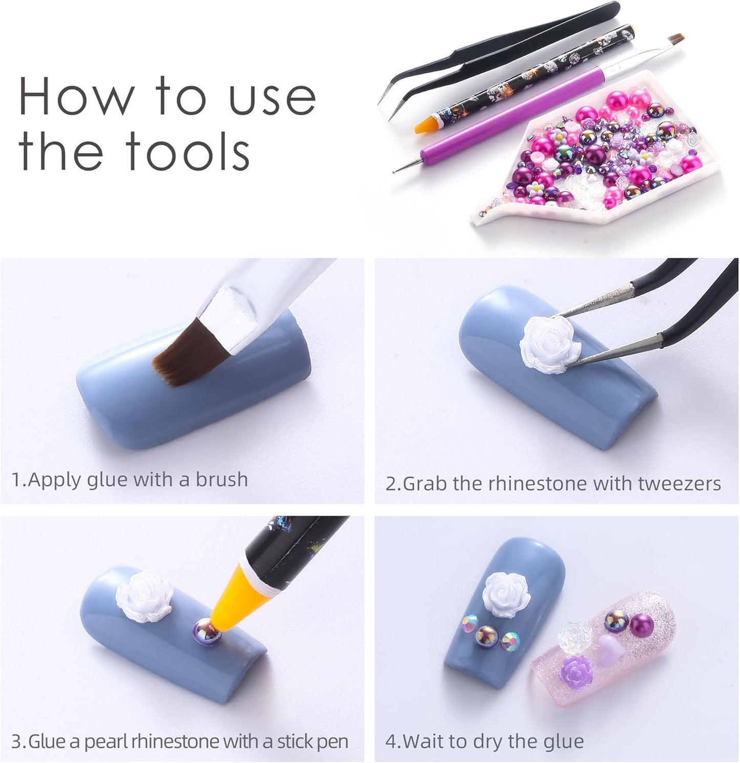 160g Pink Purple Flat Back Pearls Rhinestones for Crafts Mixed Size 3mm-10mm AB Color Round Half Pearls Flatback Pearl Beads and Resin Rhinestones Set for Face Art