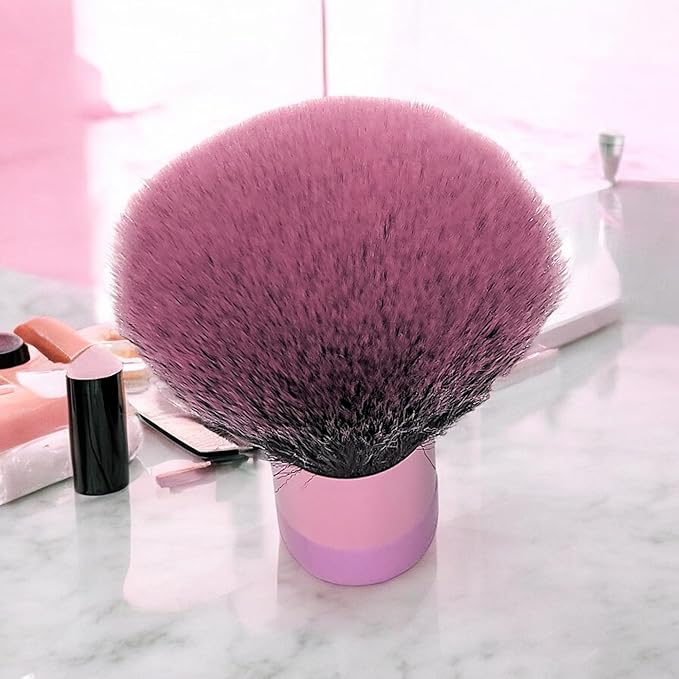 Luxurious and Large Soft Fluffy Powder Brush, Use as a Spray Tan Finishing Tool, Multipurpose Face and Body Barber and Beauty Tool, Large Kabuki Brush by BevyGold (Pink)