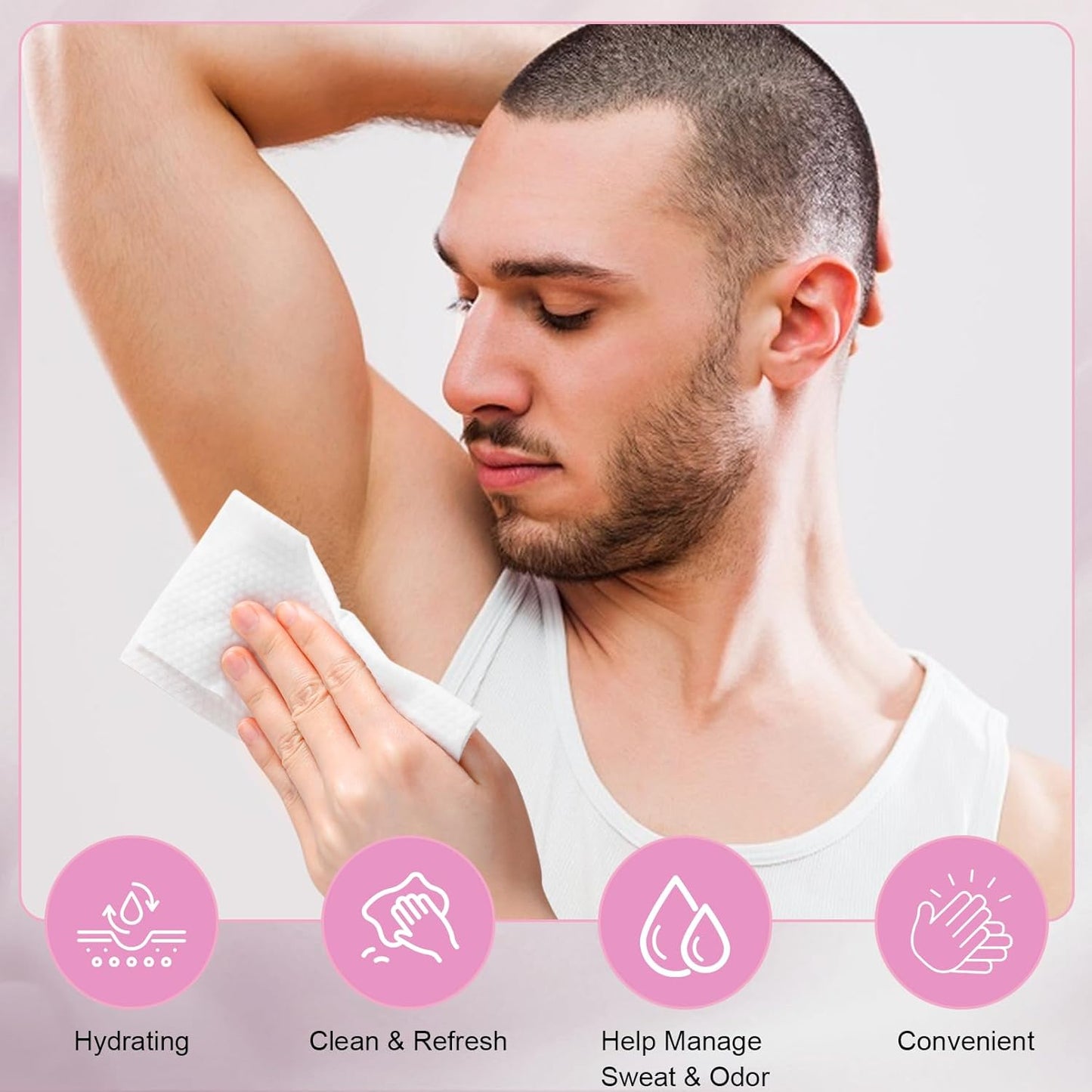 200 Pcs Underarm Deodorant Wipes,Travel Deodorant Wipes,Individually Wrapped Antiperspirant Wipe,Sweat Body Wipe for Women Men Adults Sports Travel Essentials(Pink)