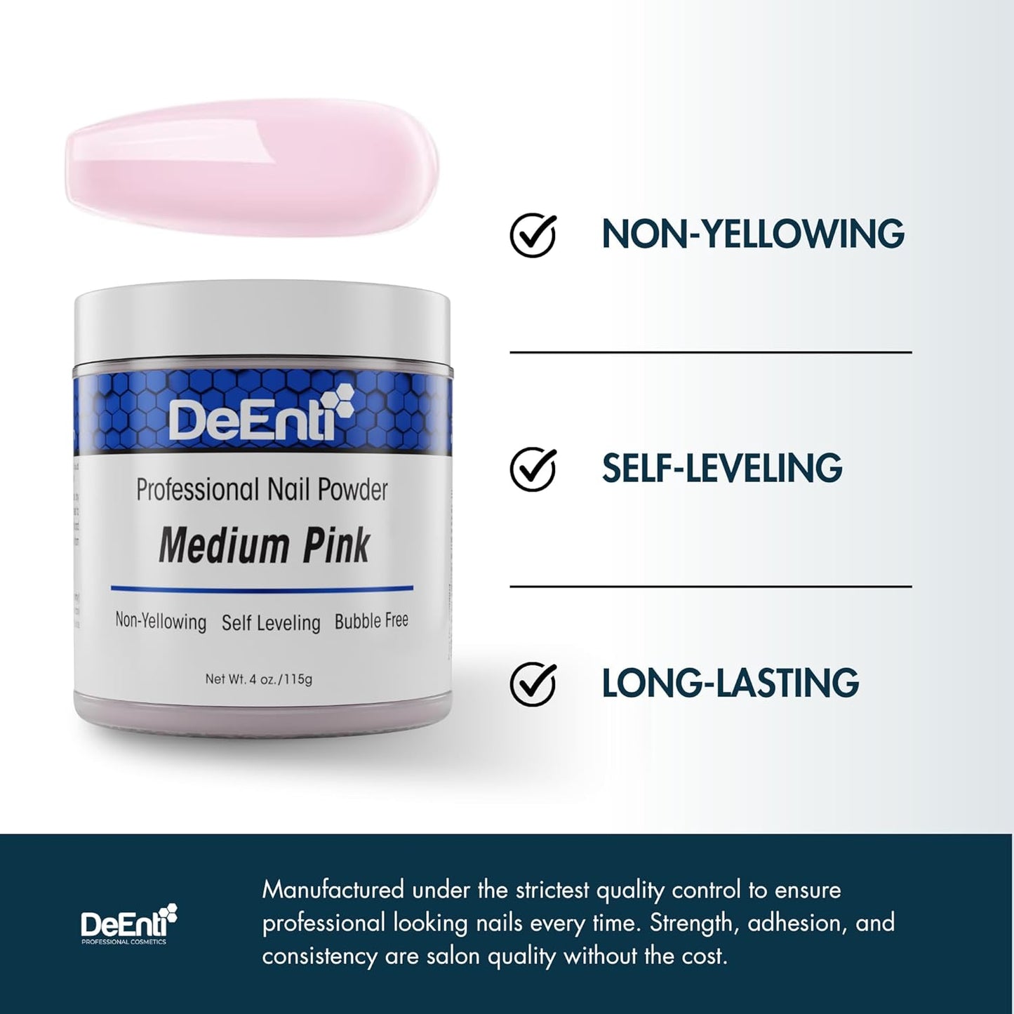 Acrylic Nail Powder, 4oz Medium Pink Acrylic Powder Dip for Nails, Long Lasting Salon Quality, Bubble Free Professional Manicures, for Fake Nails, Carving & Extensions (Nails not included)