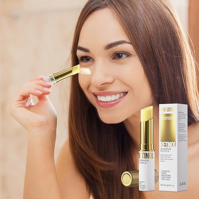 Retinol Eye Stick, Eye Cream for Dark Circles and Puffiness, Hydration and Brightening Eye Balm, Under Eye Cream Anti Aging Visible Results in 3-4 Weeks Reduces Fine Lines Bags