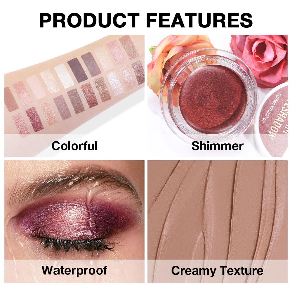 Kaely Single Cream Eyeshadow Pot, Nude Brown Matte Eye Shadow for Older Women High Pigmented Waterproof, Natural Eyeshadow Palette Makeup Brightener, sombras en crema para ojos, Blendable, R03