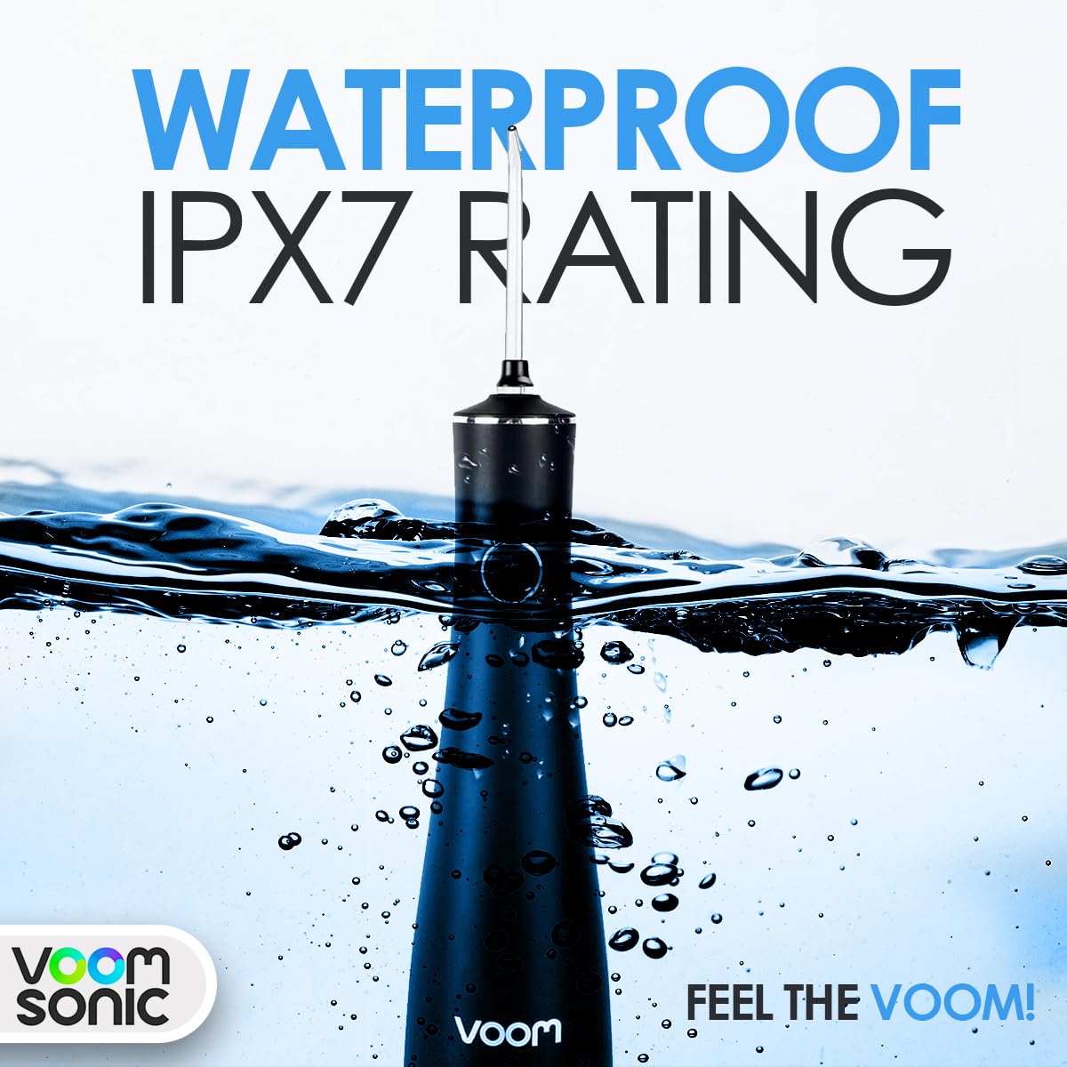 Cordless Water Flosser (Black) | Portable Oral Irrigator, Travel-Friendly Water Pick with 4-Tips, 3 Speed Rechargeable Water Dental Flosser for Teeth Cleaning, Braces & Sensitive Gums, IPX7 Waterproof