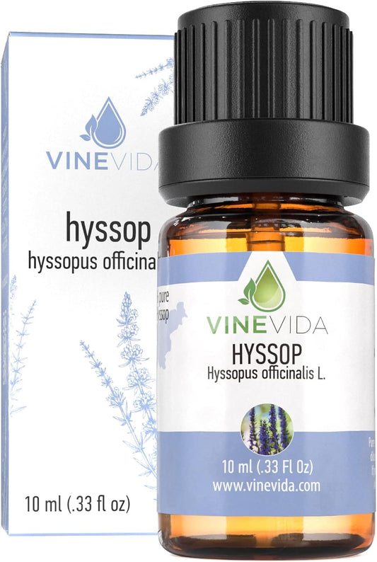 VINEVIDA Hyssop Essential Oil 10 mL - Undiluted Hyssop Oil 10 mL - Hyssop - DIY Candle Scents for Candlemaking - 10 mL Essential Oil for Soap Making Safe for Skin (4OZV-OBP-HYS-SOP-10ML)