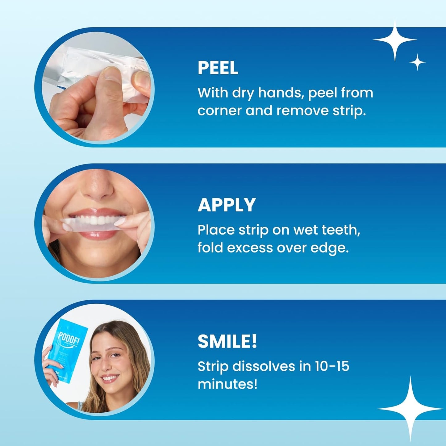 POOOF! Dissolving Teeth Whitening Strips by Dr. Bill Dorfman | 12% Hydrogen Peroxide | No-Slip Melt-Away Advanced Seal | Fast Stain Removal | Enamel & Sensitive Safe | 20 Ct (10-Day) | Polar Mint