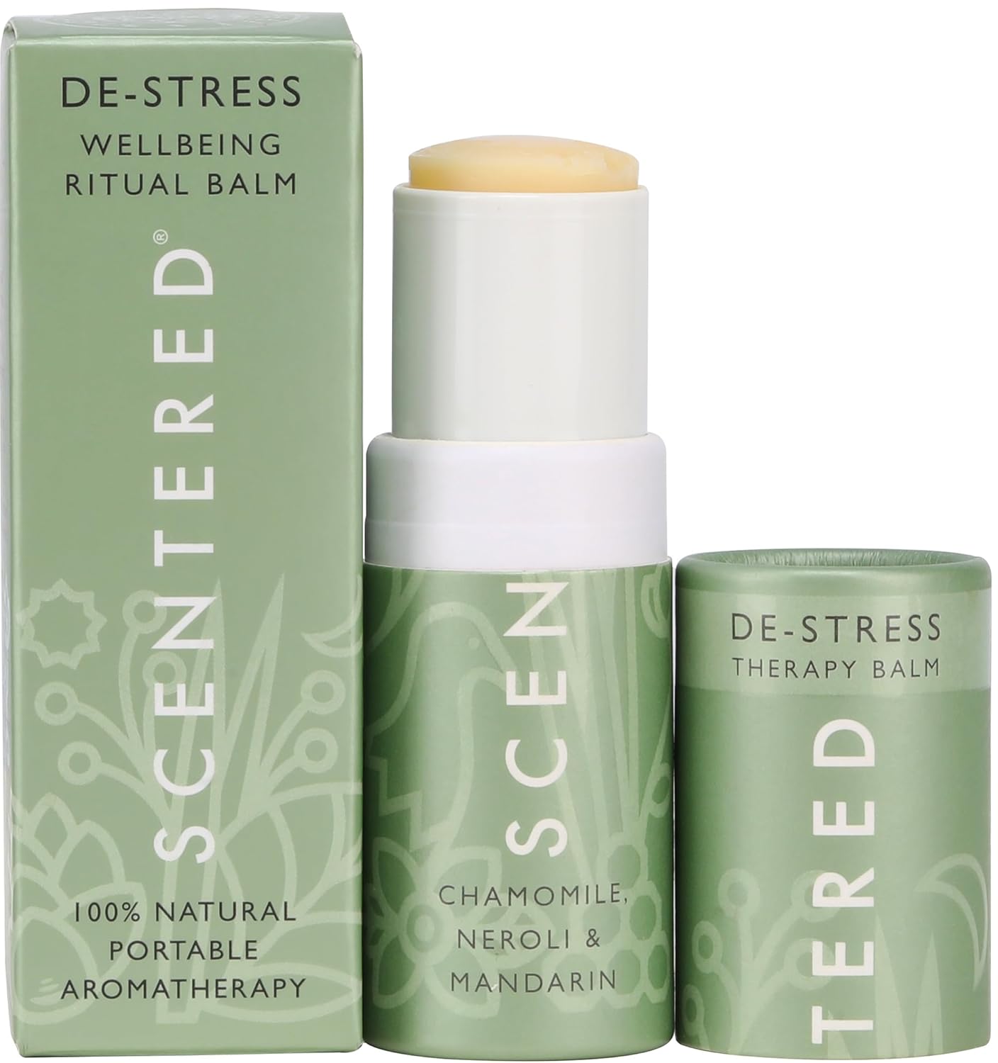 Scentered De-Stress Balm – Aromatherapy Stress Stick with Chamomile & Rosemary – Natural Self-Care Essential Oil roll On – Relaxation Gift for Stress Relief