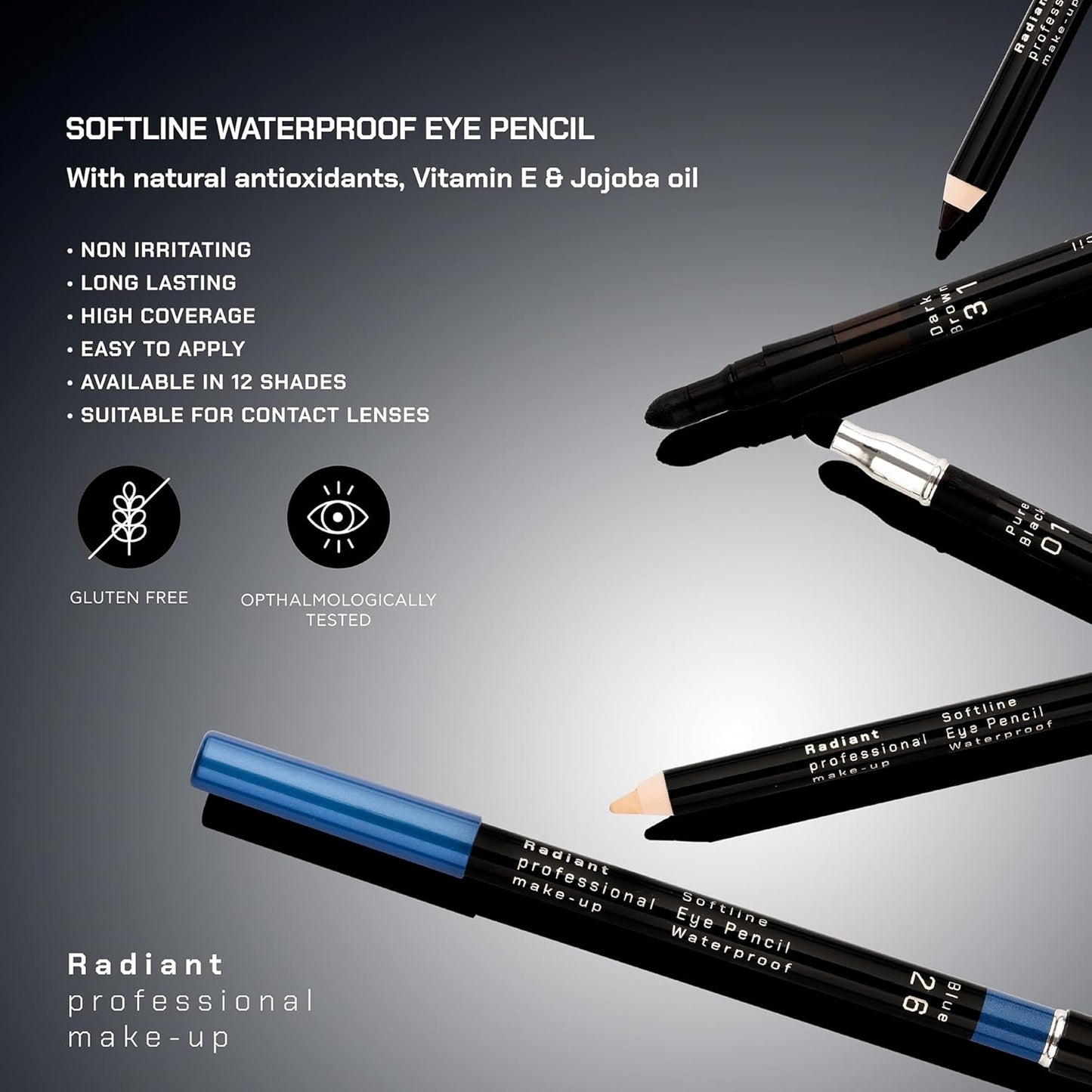 Radiant Professional Waterproof Eyeliner Pencil - Eyeliner Waterproof Smudge Proof for Woman - Long Lasting Under Eye Pencil for Smoky Eye - Soft Waterline Eye liner Smudger Tool, Dark Brown (31)