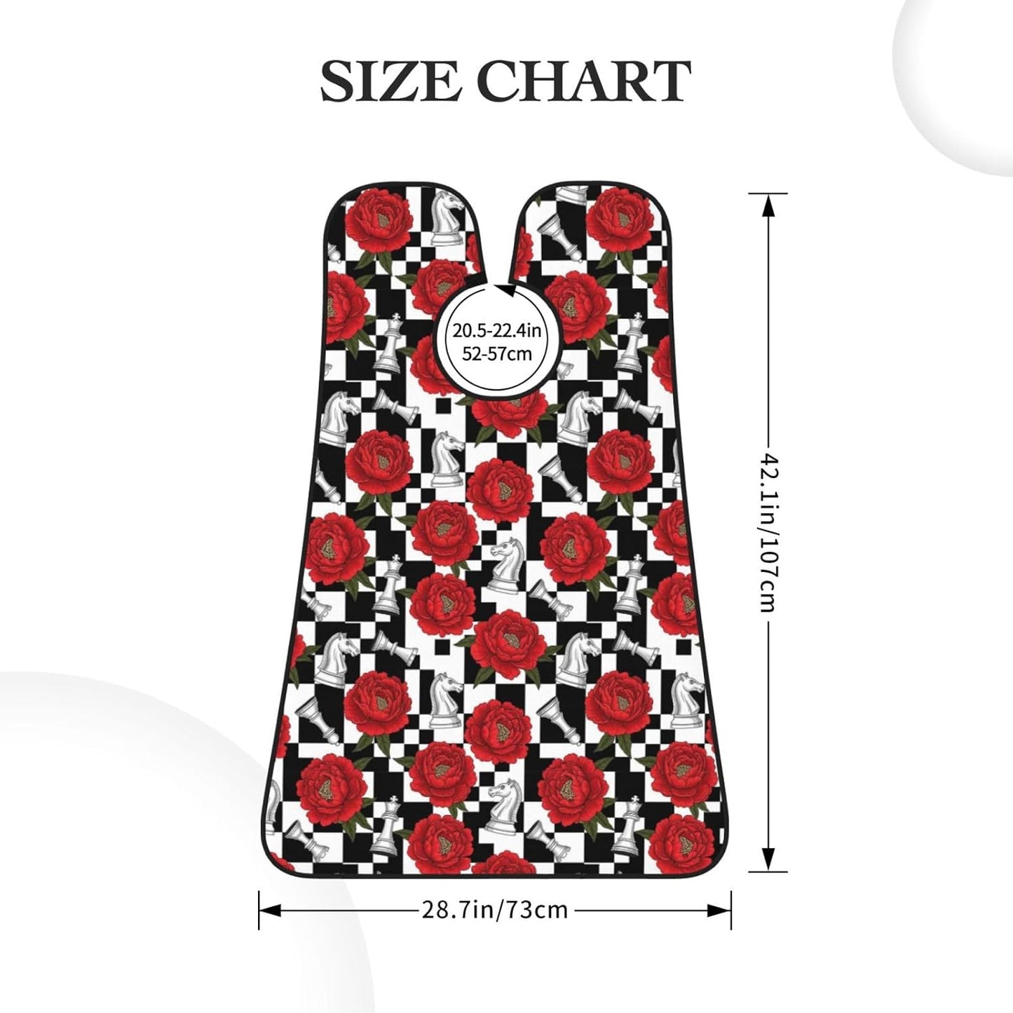 Beard Hair Catcher for Men, Waterproof Shaving Bib Apron Non-Stick, Trimming Tool for Dad Husband, Red Peony Flowers Black White Chess Checkered Horse Floral Shave Bib