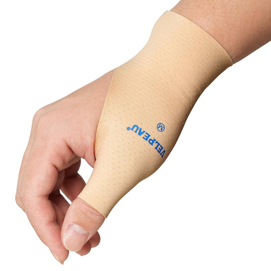 VELPEAU Thumb and Wrist Compression Sleeve for Tendonitis (Pack of 2), Seamless Technology, Gloves Wraps for Arthritis Pain Relief for Women & Men, Splint Liner, Fits Both Hands (Khaki, Long Version, M)