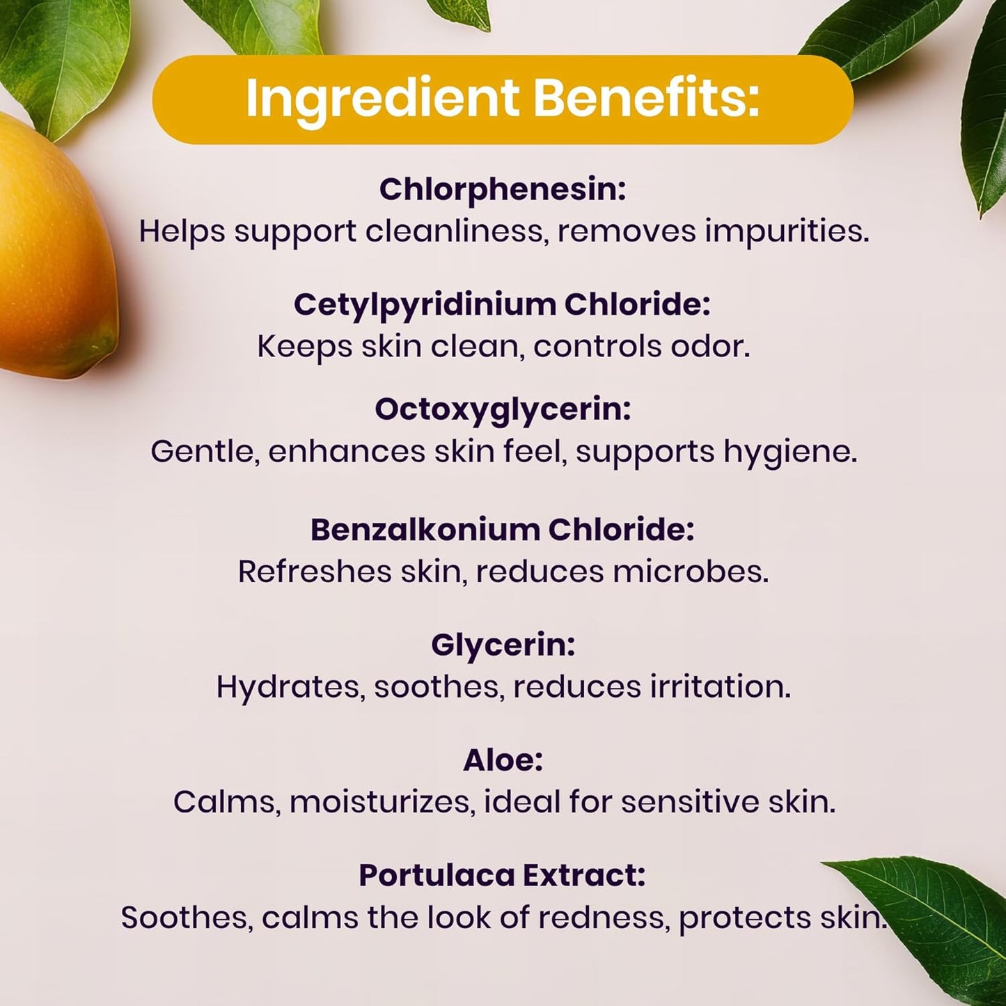 Mango Scented Daily Feminine Wipes for Women – pH Balanced Unflavored Intimate Wipes – Water-Based, Aloe-Infused, Gentle on Sensitive Skin – Vegan, No Alcohol or Dyes, Travel-Friendly - 30ct