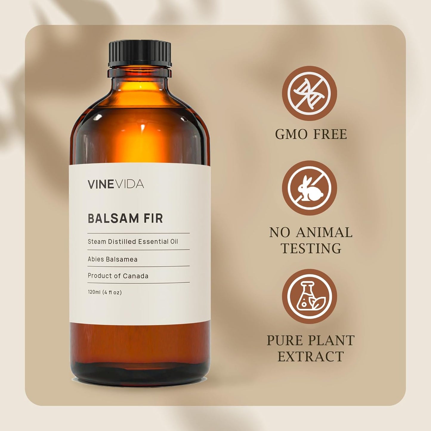 VINEVIDA Balsam Fir Essential Oil - 4 oz Undiluted - DIY Candle Scents - Bulk for Soap Making & Skin Safe