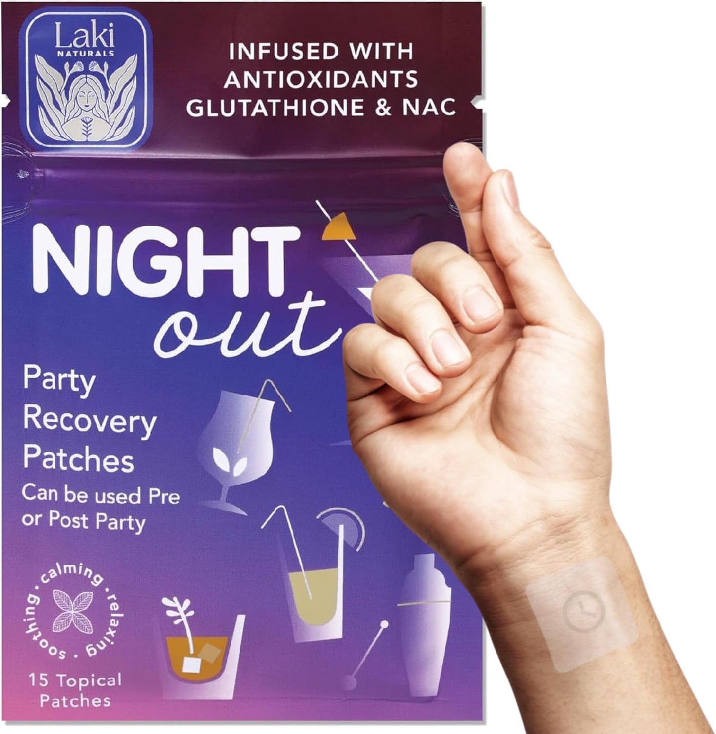 Laki Naturals Night-Out Patch (Pack of 15) | Reclaim Your Vitality and Equilibrium After Parties, Bars and Fun
