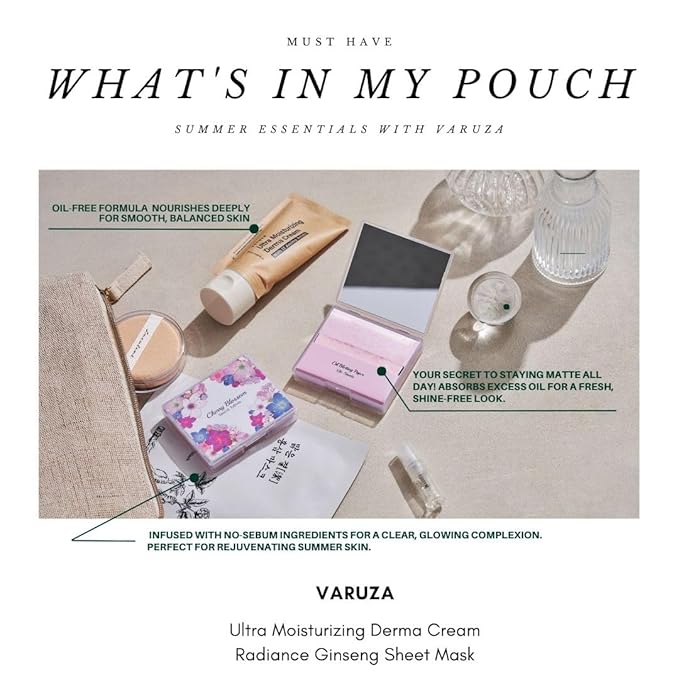 [100 Counts + Mirror Case] Cherry Blossom Natural Oil Blotting Paper for Face Korean with Mirror Case