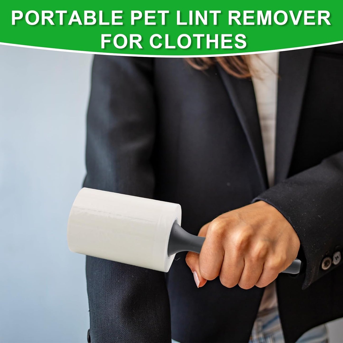 Lint Roller for Pet Hair 500 Sheets Extra Sticky Pet Hair Remover for Clothes Furniture Carpet Cleaner Cars Dogs Travel-Friendly Grip Handle White