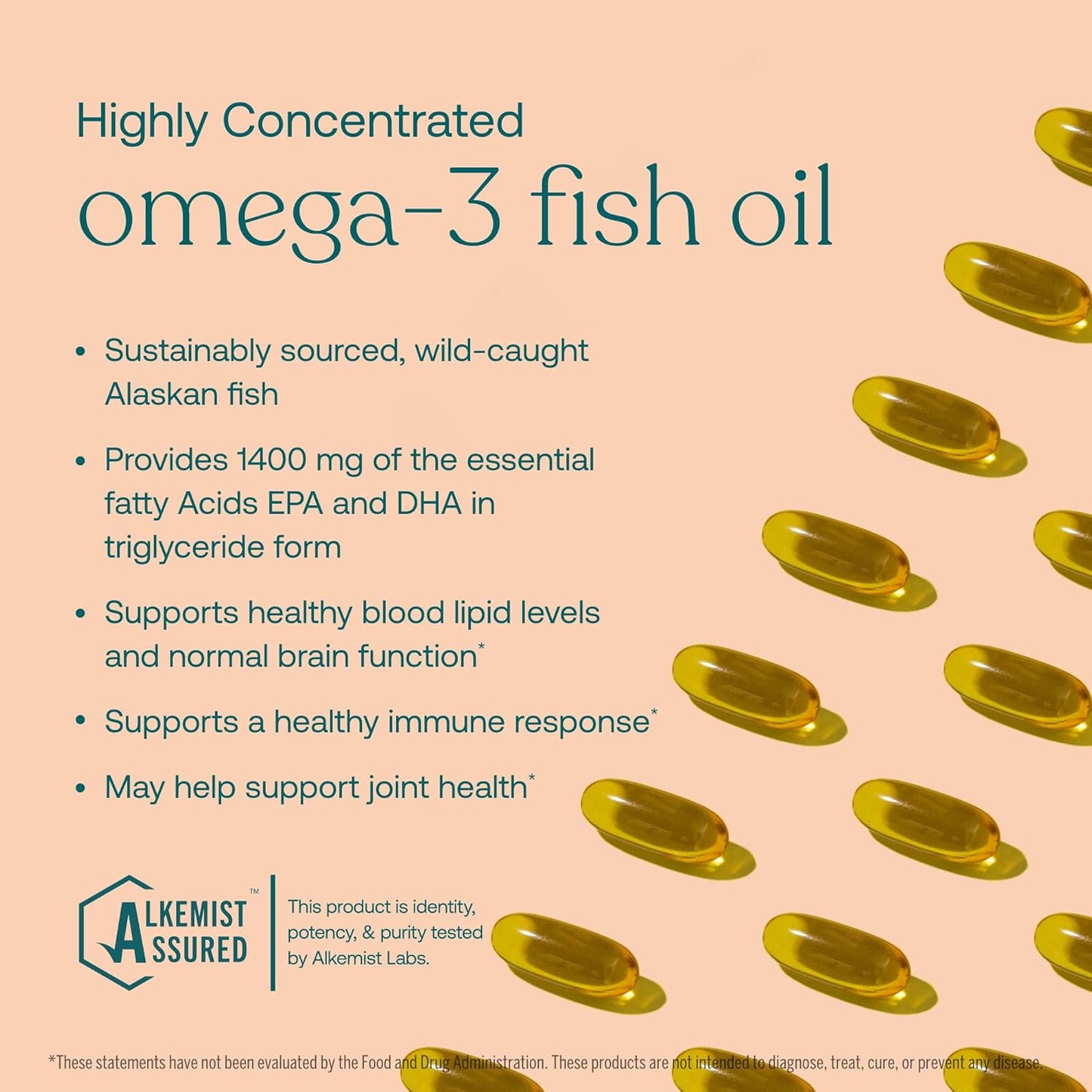 True Grace Omega-3 Fish Oil - 120 Softgels - 1400 mg EPA + DHA - Brain, Heart, Joint & Immune Health - Organic, Gluten Free, Soy Free