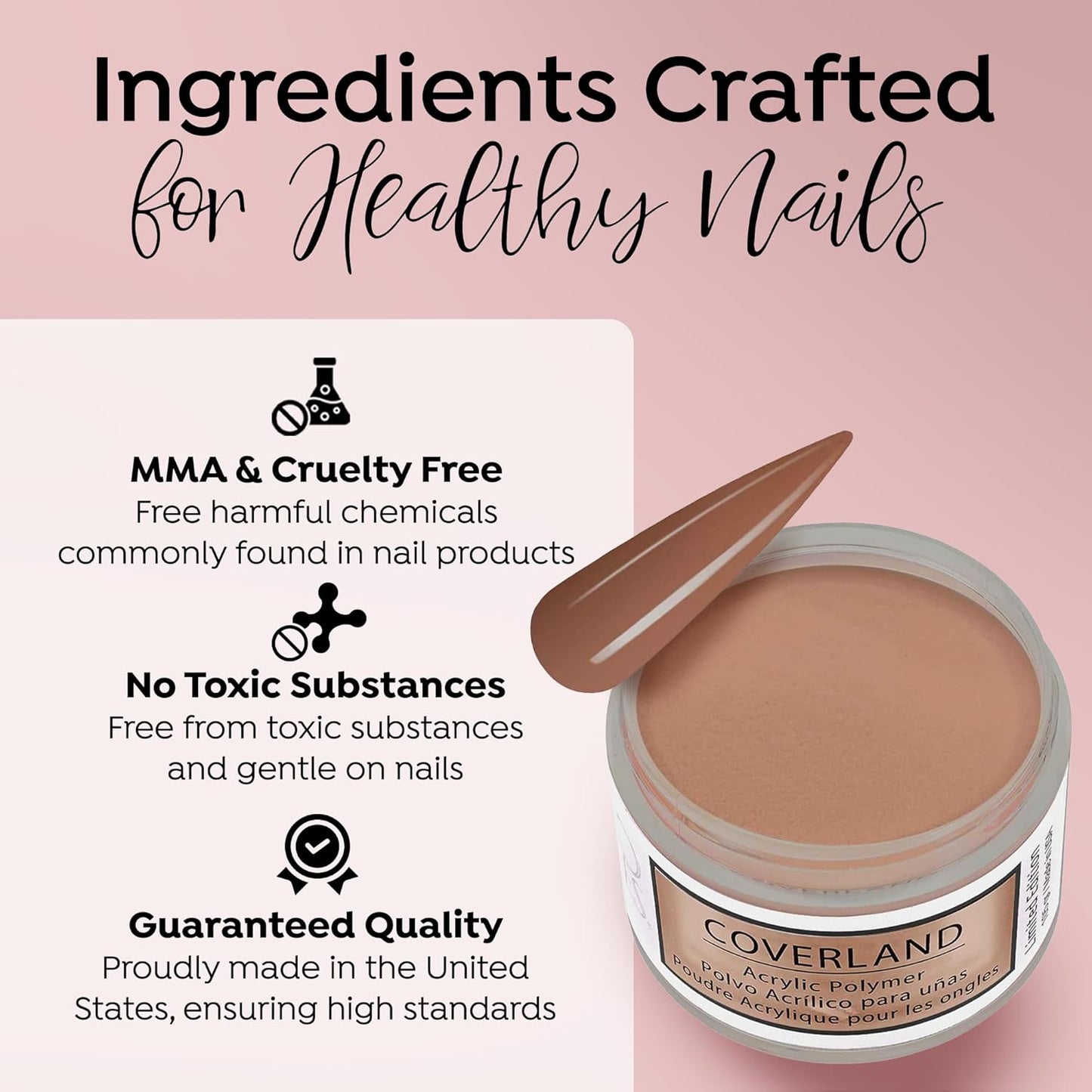 Tones Coverland Acrylic Nail Powder - Limited Edition Acrylic Powder for Nail Design, Sculpting, and Masking Nail Bed Imperfections - Professional Acrylic Nail Supplies - (1.5 Oz) (Mocha Mousse)