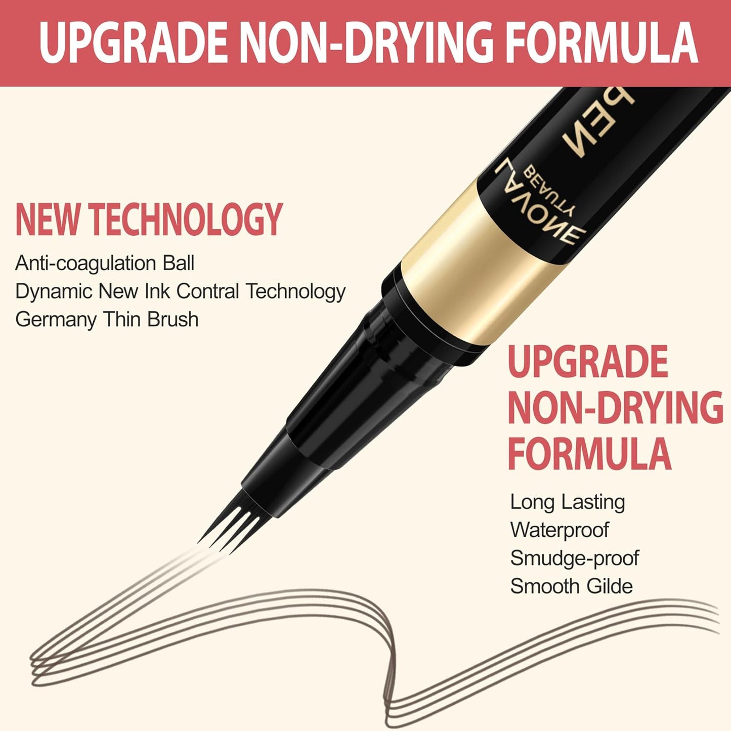 LAVONE Eyebrow Pen, 2-in-1 Eyebrow Pencils for Women with 4 Tip Microblading Eyebrow Pencil and Curved Precise Brow Pencil, Waterproof Eyebrow Pencil Create Full, Natural Hair-Like Brows, Brunette