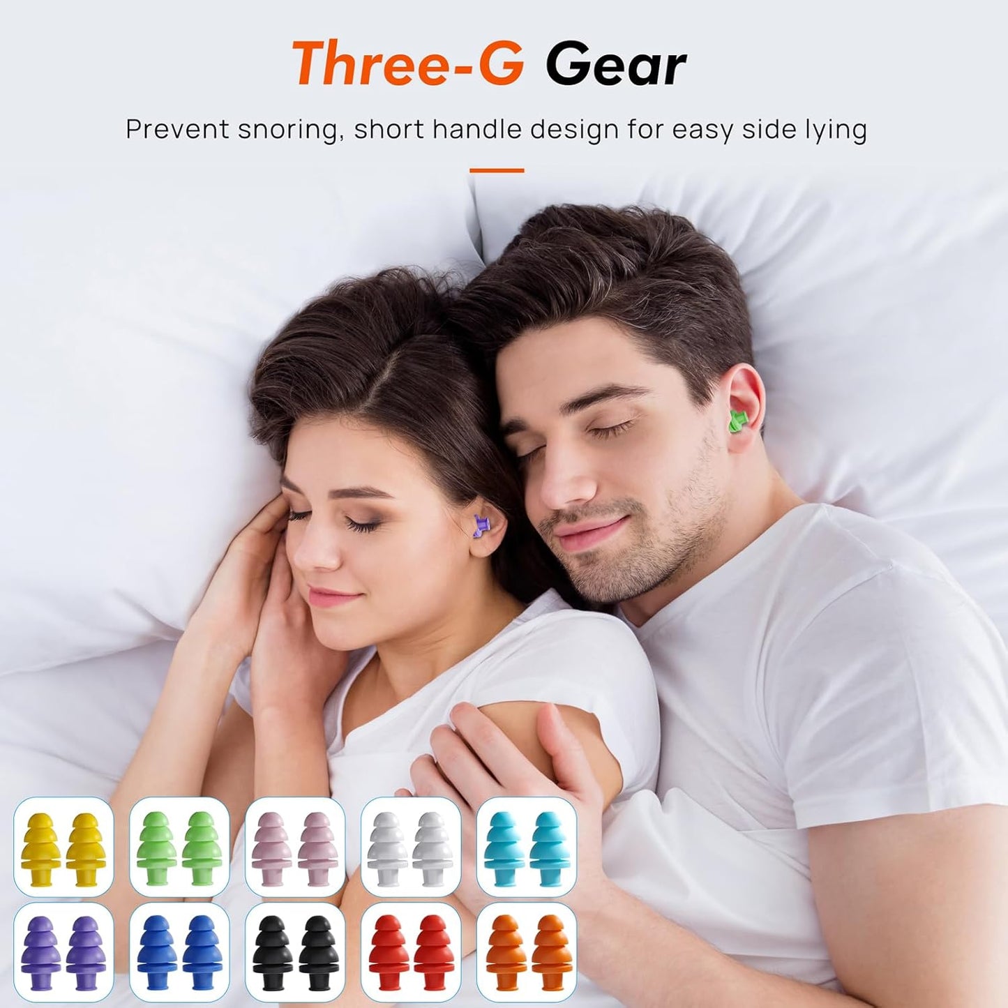 New Type Ear Plugs for Sleeping Noise Cancelling, 10 Pairs Reusable Earplugs for Sleeping, Concert, Snoring, Travel, Work, 10 Colors, 33dB NRR (10 Colors)