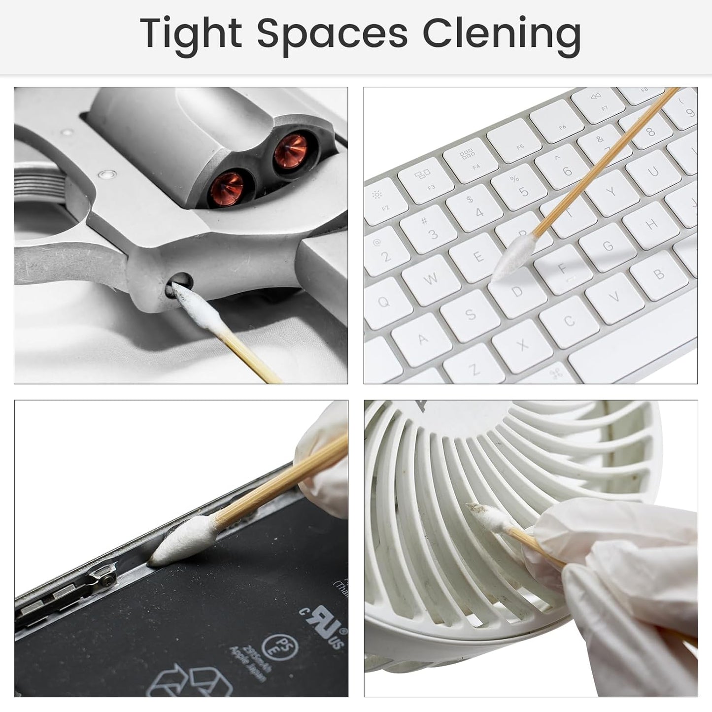 1000 PCS 6-Inch Precision Gun Cleaning Swabs - Lint-Free Bamboo-Handle Cotton Swabs for Gun Cleaning, Makeup & Electronics