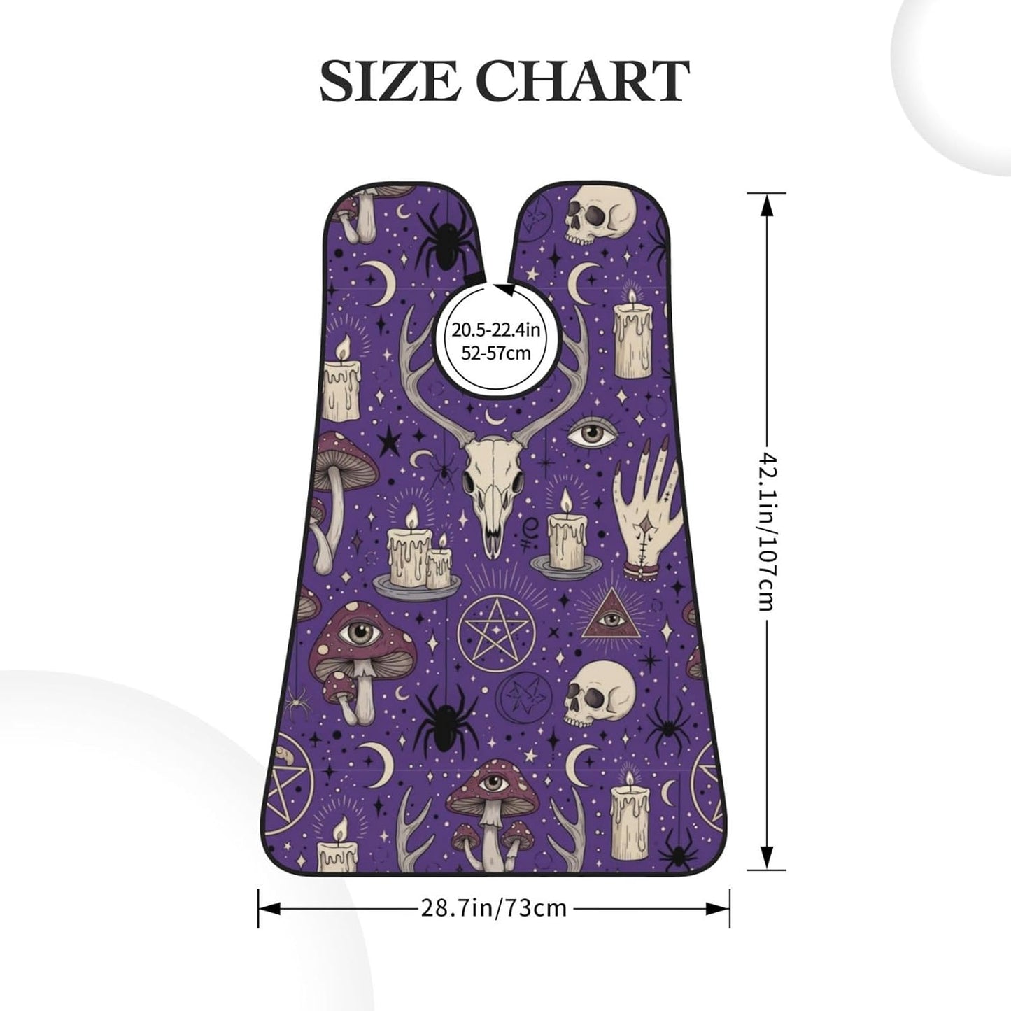 Men's Shaving Accessory Witch Witchcraft Goth Skull Mushroom, Waterproof Beard Apron with Hair Catcher & Suction Cups