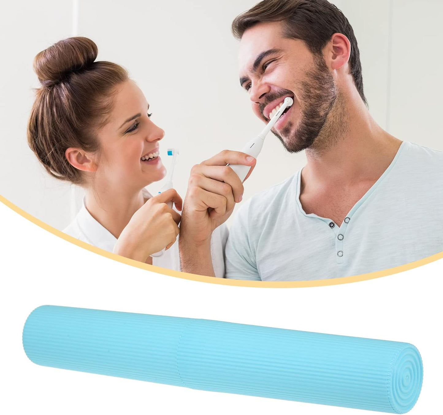 VOCOSTE 1 Pcs, Vertical Stripe Toothbrush Case, Plastic, Traveling Toothbrush Holders Case, Travel Business, Sky Blue, 7.87"x1.18"