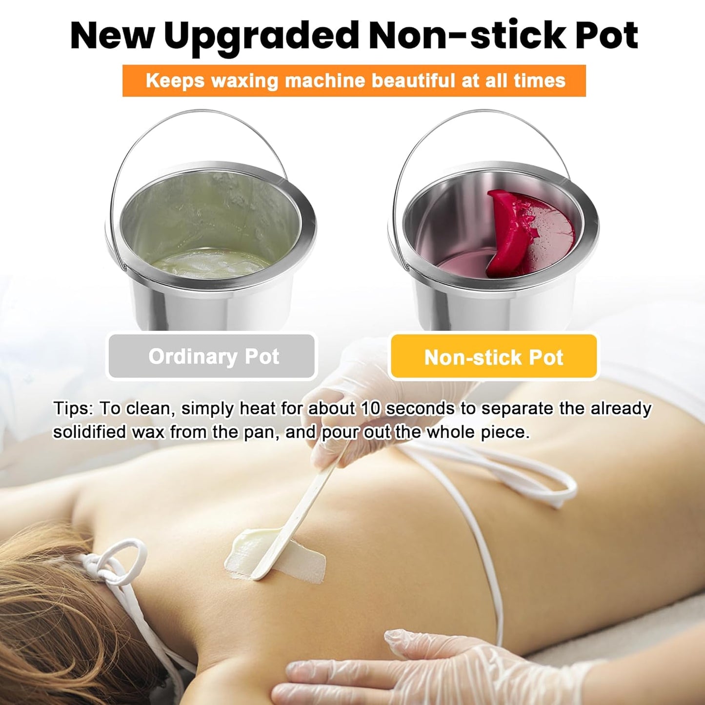 Professional Hair Removal Kit - Wax Warmer Machine with Double Pot, Large Capacity for Spa Salon and Home Use, Non-Stick Easy Clean Pots, 50 Sticks & 20 Collars (Black)