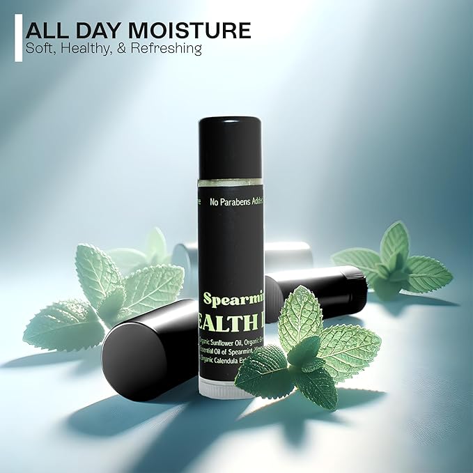 Organic Mint Lip Balm - SPF 15 Sun Protection - Moisturizing Lip Balm - Includes Spearmint, Peppermint, and Eucalyptus Mint Lip Balms - Chapstick to Soothe & Smooth Chapped Lips